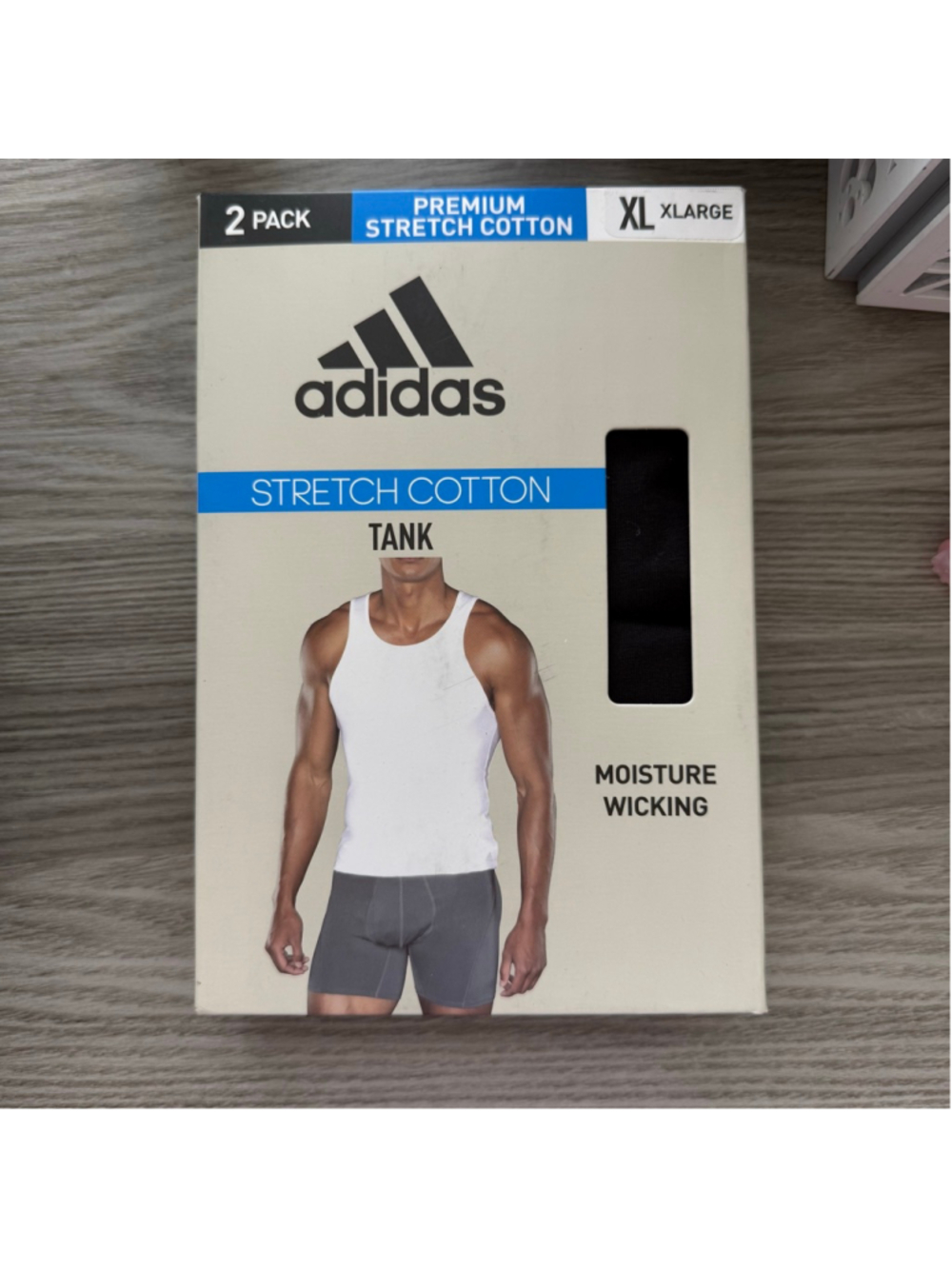 Men's Adidas Stretch Cotton Tank Top XL Black White 2-Pack